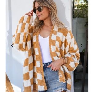 Checkered cardigan sweater